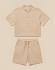 Completo Coordinato Uomo Camicia Popover e Pantaloncini - Beige