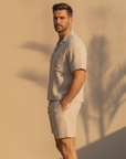 Completo Coordinato Uomo Overshirt Leggero e Pantaloncini - vista laterale