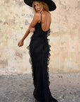 Abito lungo Ashtine - Abito estivo leggero con volant con gonna da pavimento e look da spiaggia
