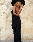 Abito lungo Ashtine - Abito estivo leggero con volant con gonna da pavimento e look da spiaggia