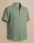 Camicia Uomo in Lino Manica Corta – Casual Chic Traspirante - Verde Salvia