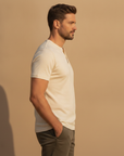 T-shirt Henley Uomo Manica Corta – Colletto con Bottoni Casual Chic - vista laterale