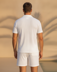 Completo Coordinato Uomo Colletto Camp – Camicia e Pantaloncini Estivi - vista posteriore