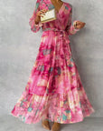 Abito lungo donna in chiffon, floreale