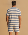 Completo Coordinato Uomo Camicia Righe Bayadère e Pantaloncini - vista posteriore