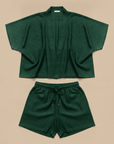 Completo Coordinato Uomo Camicia Kimono-Style e Pantaloncini - Verde Bosco
