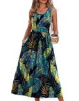 Jensy Vestito Midi Donna – Vestito A-Line Fluido con Tasche, Vita Impero e Taglio Elegante Estivo