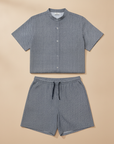 Completo Coordinato Uomo Camicia Micro-Fantasia e Pantaloncini - Grigio Micro