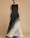 Abito lungo donna in chiffon, senza maniche