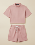 Completo Coordinato Uomo Camicia Popeline e Pantaloncini - Rosa Cipria