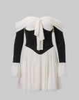 Mini abito donna spalle scoperte – corpetto strutturato e fiocco frontale