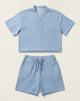 Completo Coordinato Uomo Camicia Chambray e Pantaloncini - Grigio Chambray