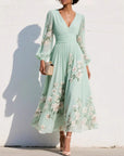 Abito lungo donna in chiffon, taglio svasato