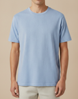 T-shirt Uomo in Misto Lino – Fresca e Traspirante Estiva - Azzurro