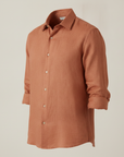 Camicia Uomo in Lino Tinta Unita – Eleganza Naturale Raffinata - Terracotta