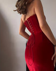 Abito lungo donna in velluto — vista 5