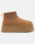 UGG Classic Mini Dipper Chestnut stivaletti donna in pelle scamosciata e montone marrone chestnut, vista laterale