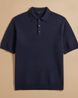Polo Uomo in Maglia Spigata Testurizzata – Effetto Elegante - Blu Notte