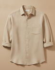Camicia Uomo in Lino con Taschino – Naturale e Rilassata Estiva - Beige Naturale
