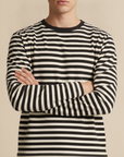 T-shirt Uomo a Righe Marinière – Stile Nautico Estivo - Nero e Bianco