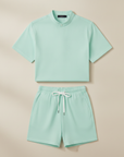 Completo Coordinato Uomo Camicia Popeline e Pantaloncini - Verde Menta