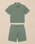 Completo Coordinato Uomo Polo Piqué e Bermuda Chino - Verde Salvia