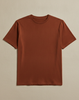 T-shirt Uomo Effetto Fiammato – Texture Slub Casual - Ruggine