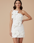 Abito mini floreale donna – bustier con applicazioni 3D, taglio aderente