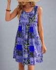 Mini abito boho donna in tessuto leggero – design patchwork senza maniche