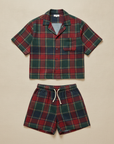 Completo Coordinato Uomo Camicia Tartan Estivo e Pantaloncini - Tartan Blu