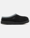 UGG Tasman II Black ciabatte chiuse uomo e donna in pelle scamosciata e montone nero, vista laterale