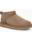UGG Classic Ultra Mini Antilope stivaletti donna in pelle scamosciata e montone beige, vista frontale