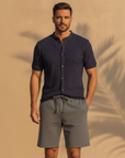 Pantaloncini Uomo con Coulisse in Cotone – Comfort Casual Rilassato - Grigio Melange - indossato