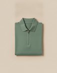 Polo Uomo Mezza Zip in Cotone – Elegante Sportiva con Zip Corta - Verde Salvia
