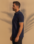 Polo Uomo con Bordi a Contrasto – Colletto e Polsini Rigati Eleganti - vista laterale
