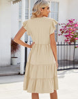 Mila Abito Midi Donna – Abito Scollo a V con Volant Senza Maniche con Tasche Estate