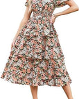 Vestito Emma a fiori a linea A – Vestito estivo con scollo a V e vita arricciata elegante da donna