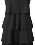 Camille Abito Donna – Abito Maxi Volant Scollo a V Senza Maniche Chiffon Plissé Estate