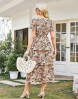 Vestito Emma a fiori a linea A – Vestito estivo con scollo a V e vita arricciata elegante da donna