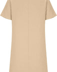 Clara Abito Donna – Abito T-Shirt Lino Mini Collo Tondo Maniche Corte Taglio Fluido Estate
