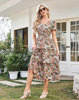 Vestito Emma a fiori a linea A – Vestito estivo con scollo a V e vita arricciata elegante da donna
