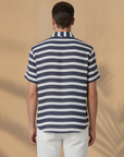 Camicia Uomo in Misto Lino a Righe – Stile Mediterraneo Fresco - vista posteriore
