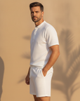 Completo Coordinato Uomo Camicia Piqué e Pantaloncini - vista laterale