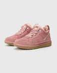 UGG Lowmel Pink Dawn sneakers bambino in pelle scamosciata rosa, vista frontale