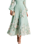 Abito lungo donna in chiffon, taglio svasato — vista 5