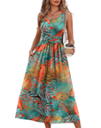 Jensy Vestito Midi Donna – Vestito A-Line Fluido con Tasche, Vita Impero e Taglio Elegante Estivo