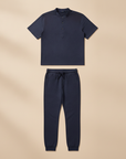 Completo Coordinato Uomo Camicia e Jogger Leggero - Blu Navy