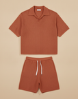 Completo Coordinato Uomo in Maglia Crochet e Pantaloncini - Terracotta