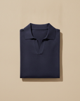 Polo Uomo con Colletto Johnny – Chiusura Aperta Casual Chic - Blu Navy