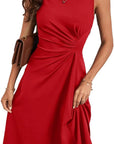 Vestito Midi Elegante da Donna Clara – Abito Senza Maniche con Vita Plissettata